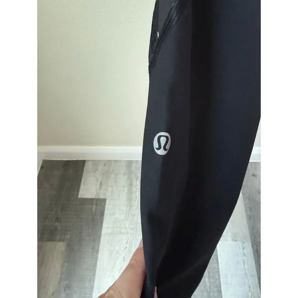 Lululemon Tight Stuff Tight Leggings Black Sequin Dot Size 8
